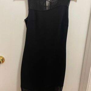 Guess Black Sleeveless Mini Dress with Sheer Yoke